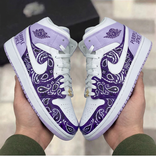 Custom Air Jordan 1 Lilac Purple Paisley