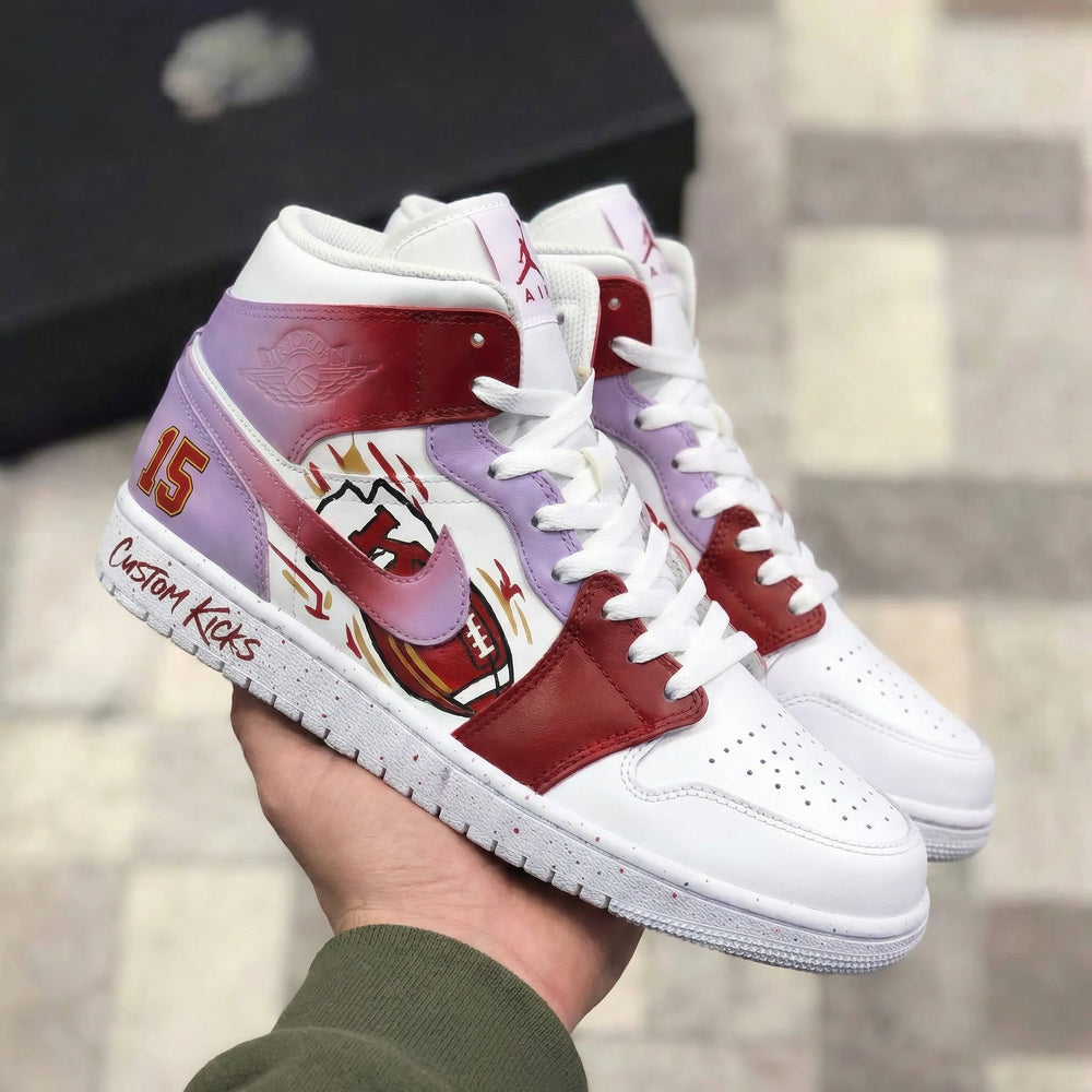 Custom Air Jordan 1 Maroon Baby Pink Football Design