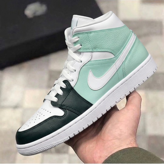 Custom Air Jordan 1 Mint Green Dark Green