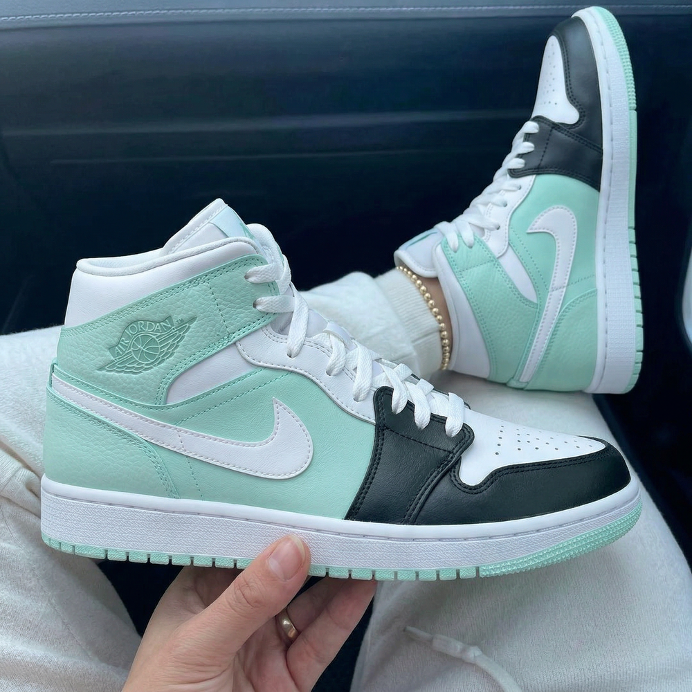 Custom Air Jordan 1 Mint Green Dark Green