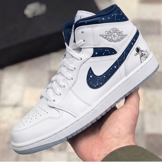 Custom Air Jordan 1 Navy Blue Space Astronaut Constellation