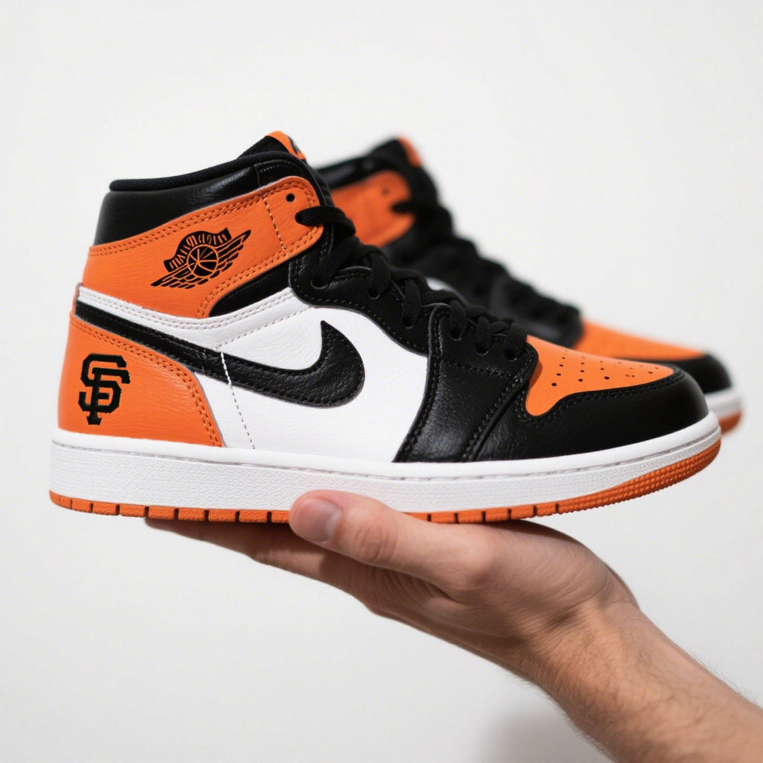 Custom Air Jordan 1 Orange Black White San Francisco Giants MLB 