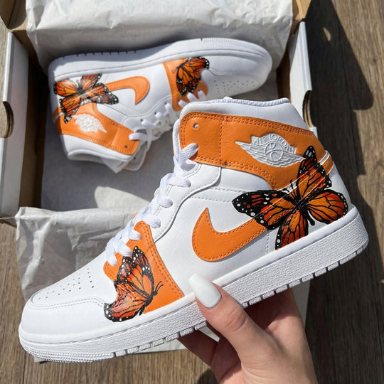 Custom Air Jordan 1 Orange Butterflies