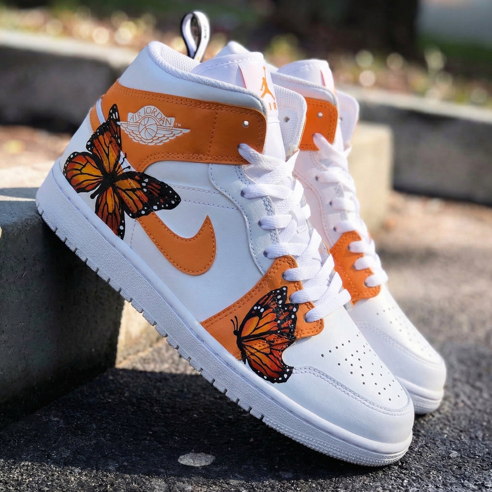 Custom Air Jordan 1 Orange Butterflies