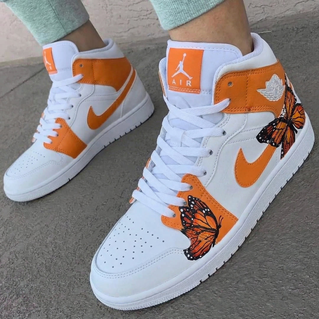Custom Air Jordan 1 Orange Butterflies