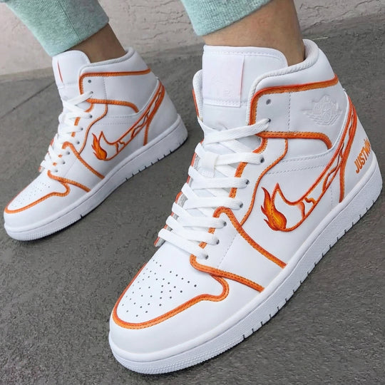 Custom Air Jordan 1 Orange Flame Design