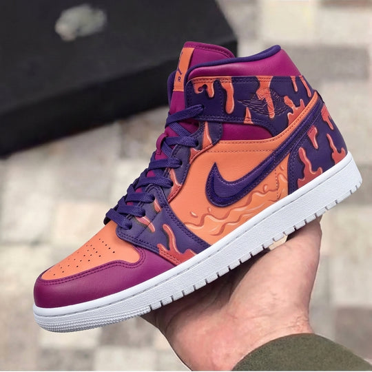 Custom Air Jordan 1 Orange Purple Drip