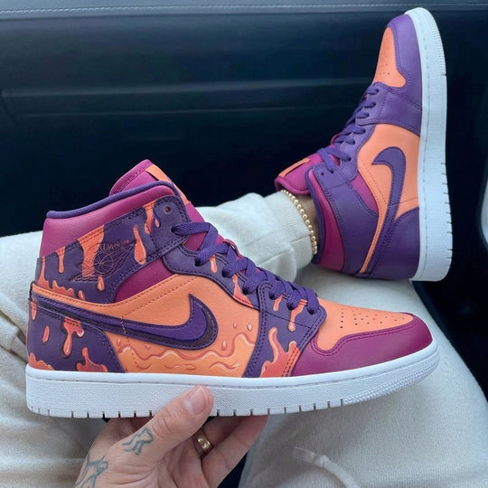 Custom Air Jordan 1 Orange Purple Drip