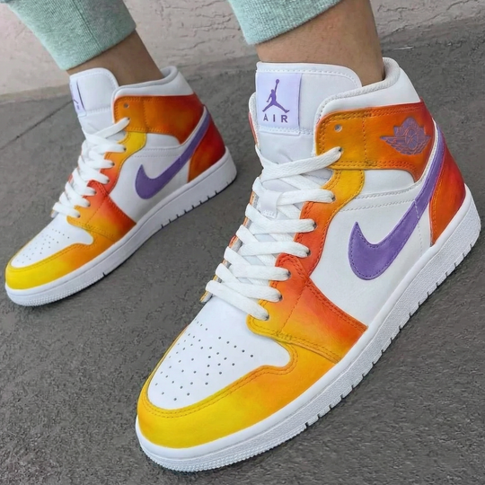 Custom Air Jordan 1 Orange Purple Ombre Design