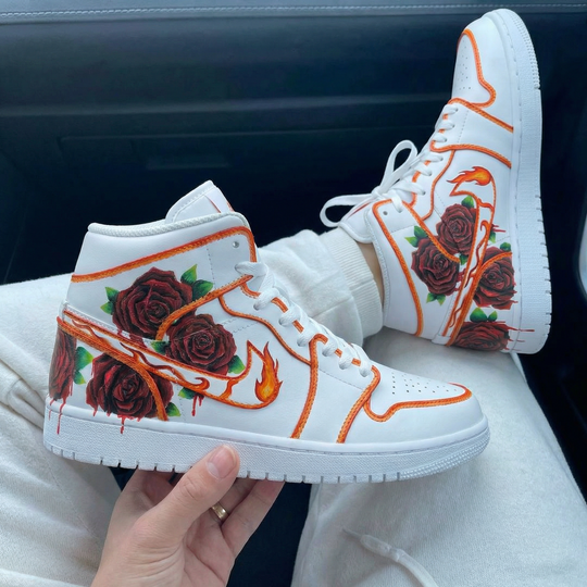 Custom Air Jordan 1 Orange Rose Design