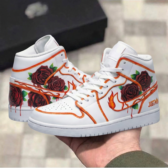 Custom Air Jordan 1 Orange Rose Design