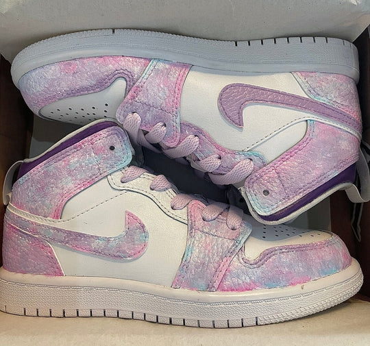 Custom Air Jordan 1 Pink And Purple Tie - Dye