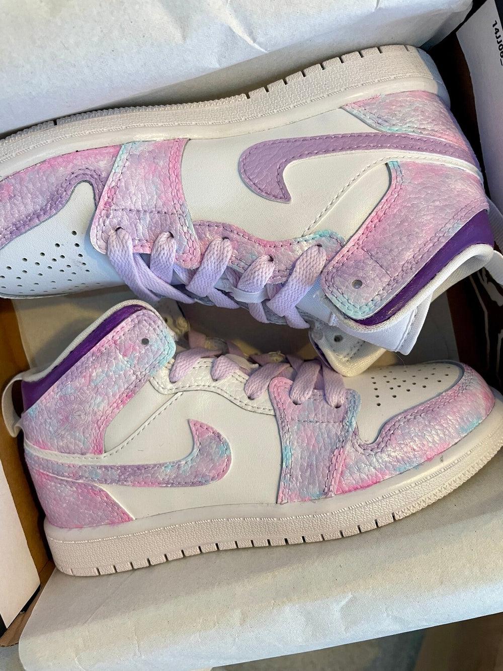 Custom Air Jordan 1 Pink And Purple Tie - Dye