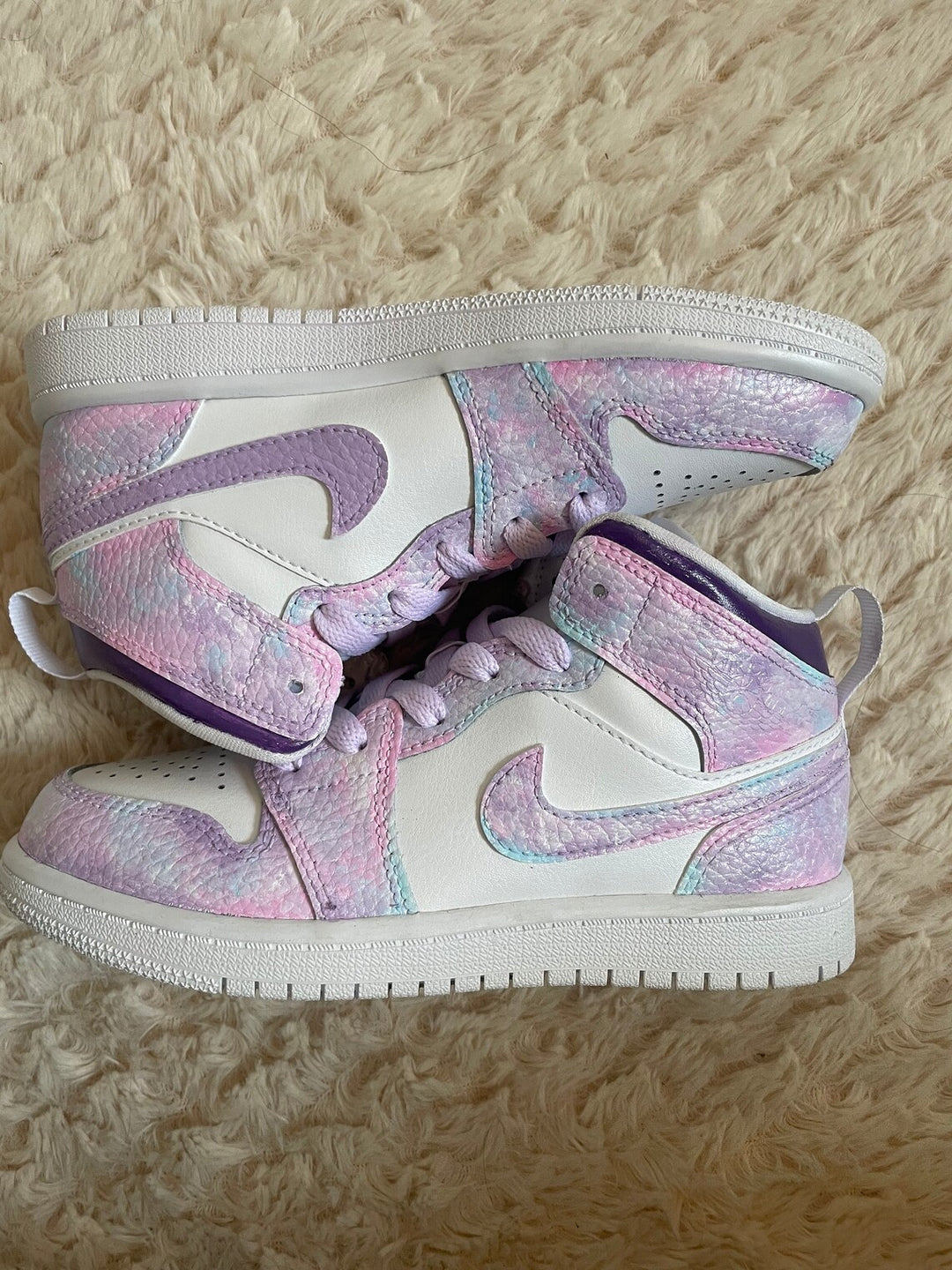 Custom Air Jordan 1 Pink And Purple Tie - Dye