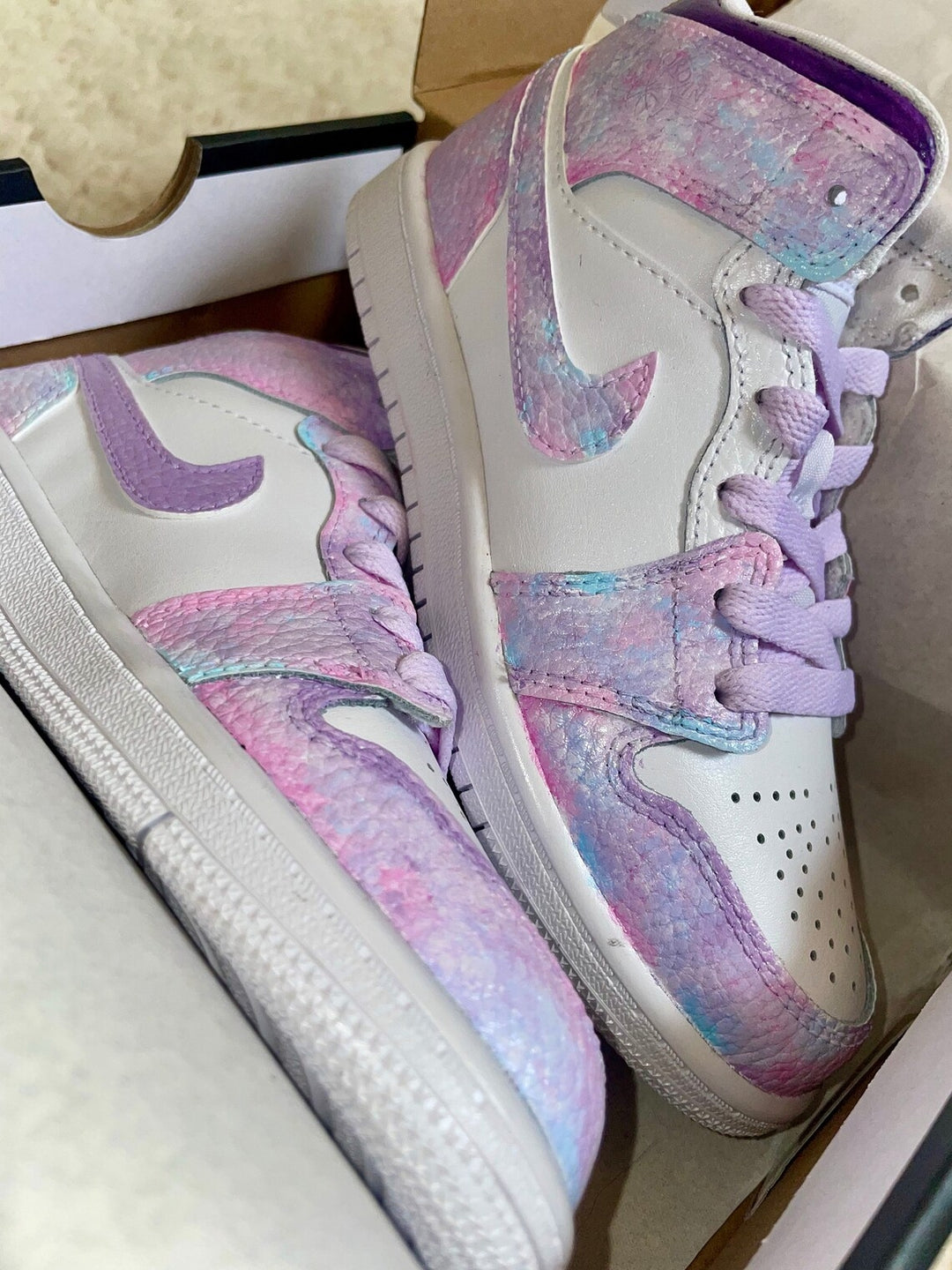 Custom Air Jordan 1 Pink And Purple Tie - Dye