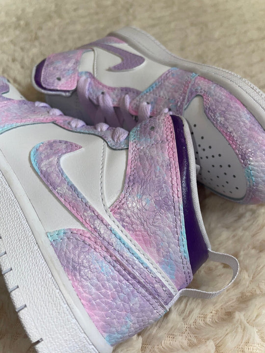 Custom Air Jordan 1 Pink And Purple Tie - Dye