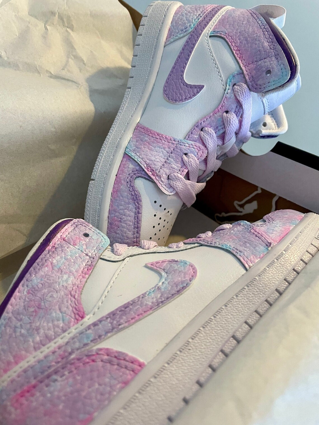 Custom Air Jordan 1 Pink And Purple Tie - Dye