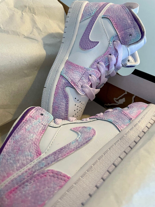 Custom Air Jordan 1 Pink And Purple Tie - Dye