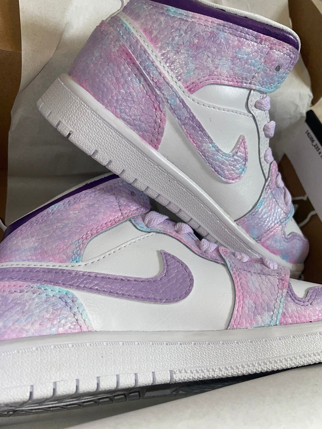 Custom Air Jordan 1 Pink And Purple Tie - Dye