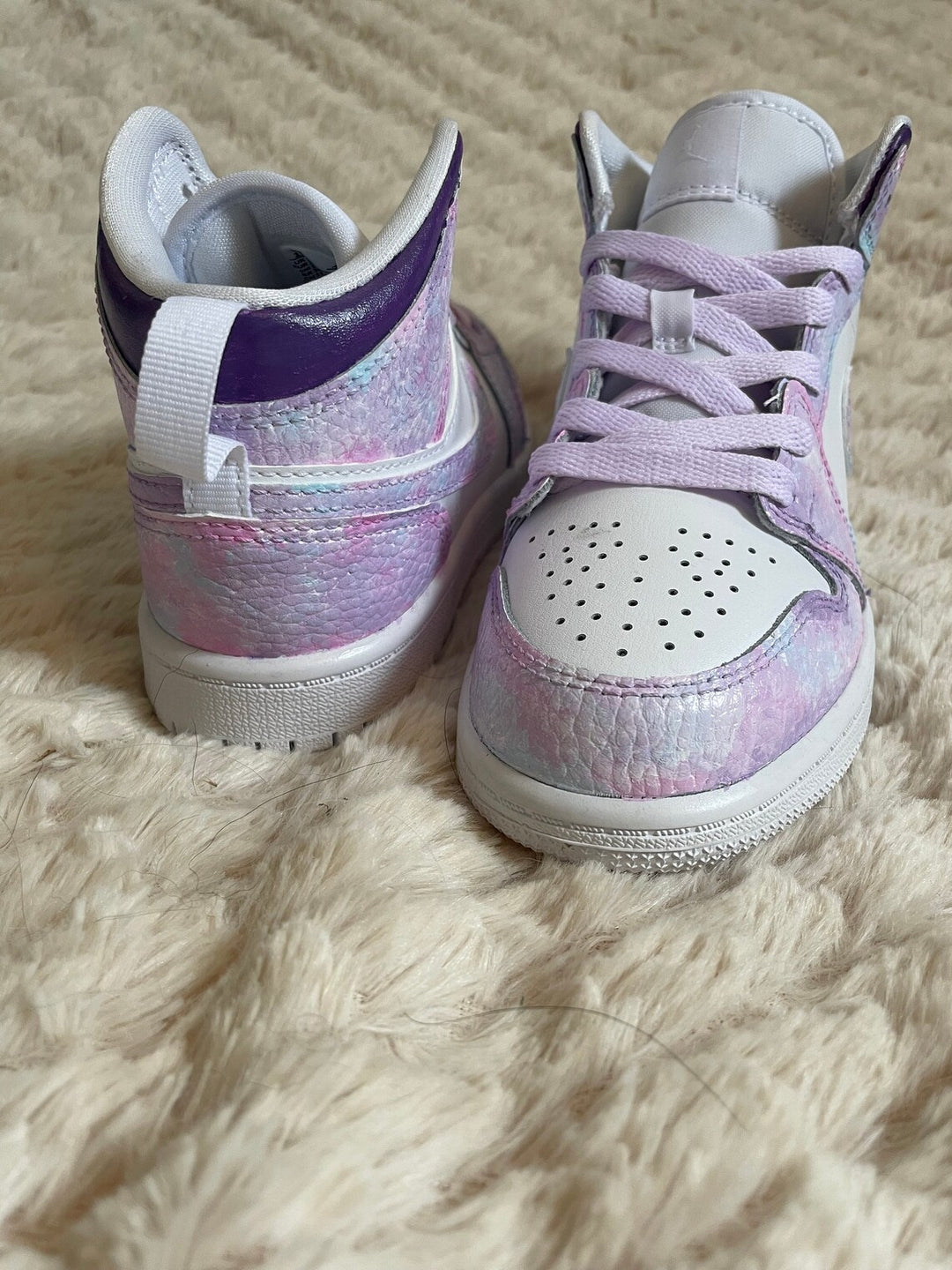 Custom Air Jordan 1 Pink And Purple Tie - Dye