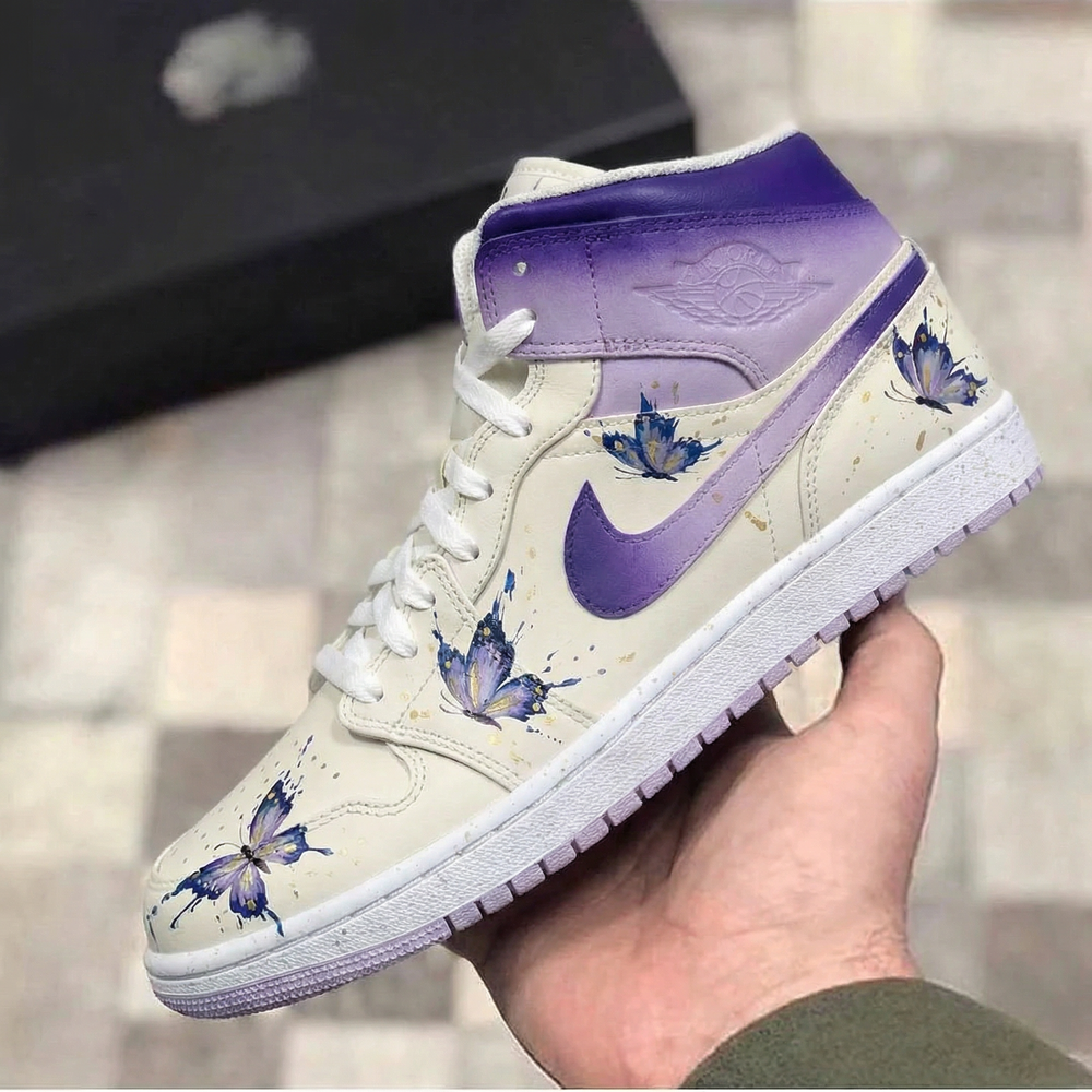Custom Air Jordan 1 Purple Butterfly