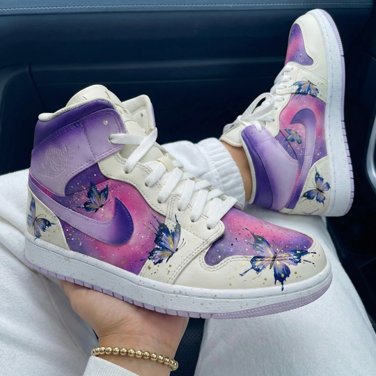 Custom Air Jordan 1 Purple Pink Butterflies