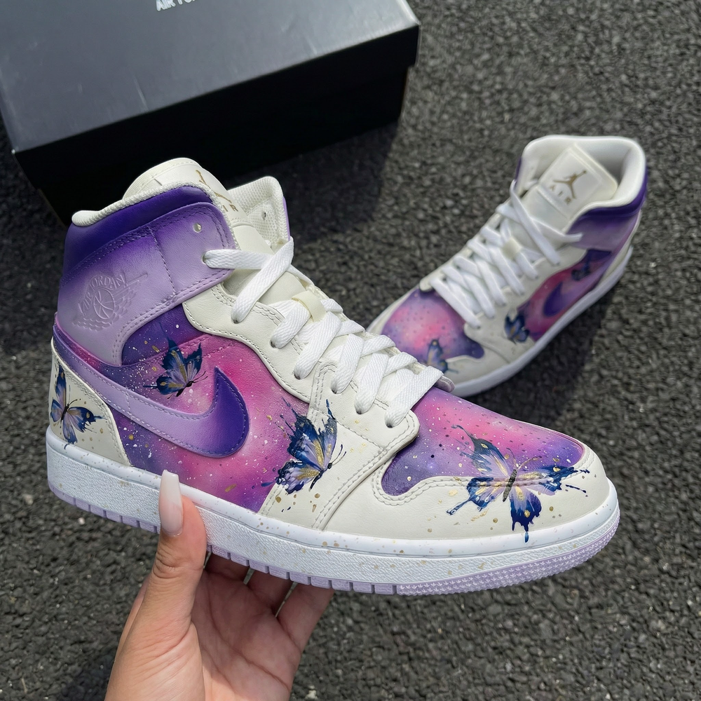 Custom Air Jordan 1 Purple Pink Butterflies