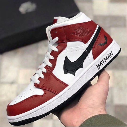 Custom Air Jordan 1 Red Black Batman Bats