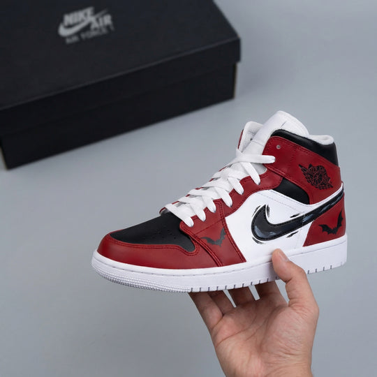 Custom Air Jordan 1 Red Black Bats