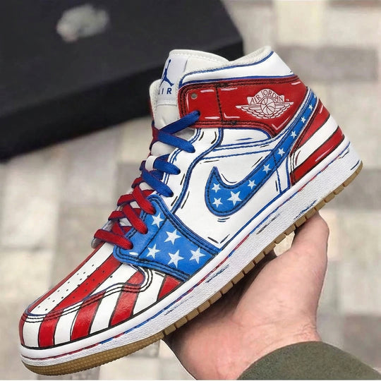 Custom Air Jordan 1 Red Blue Stars Stripes