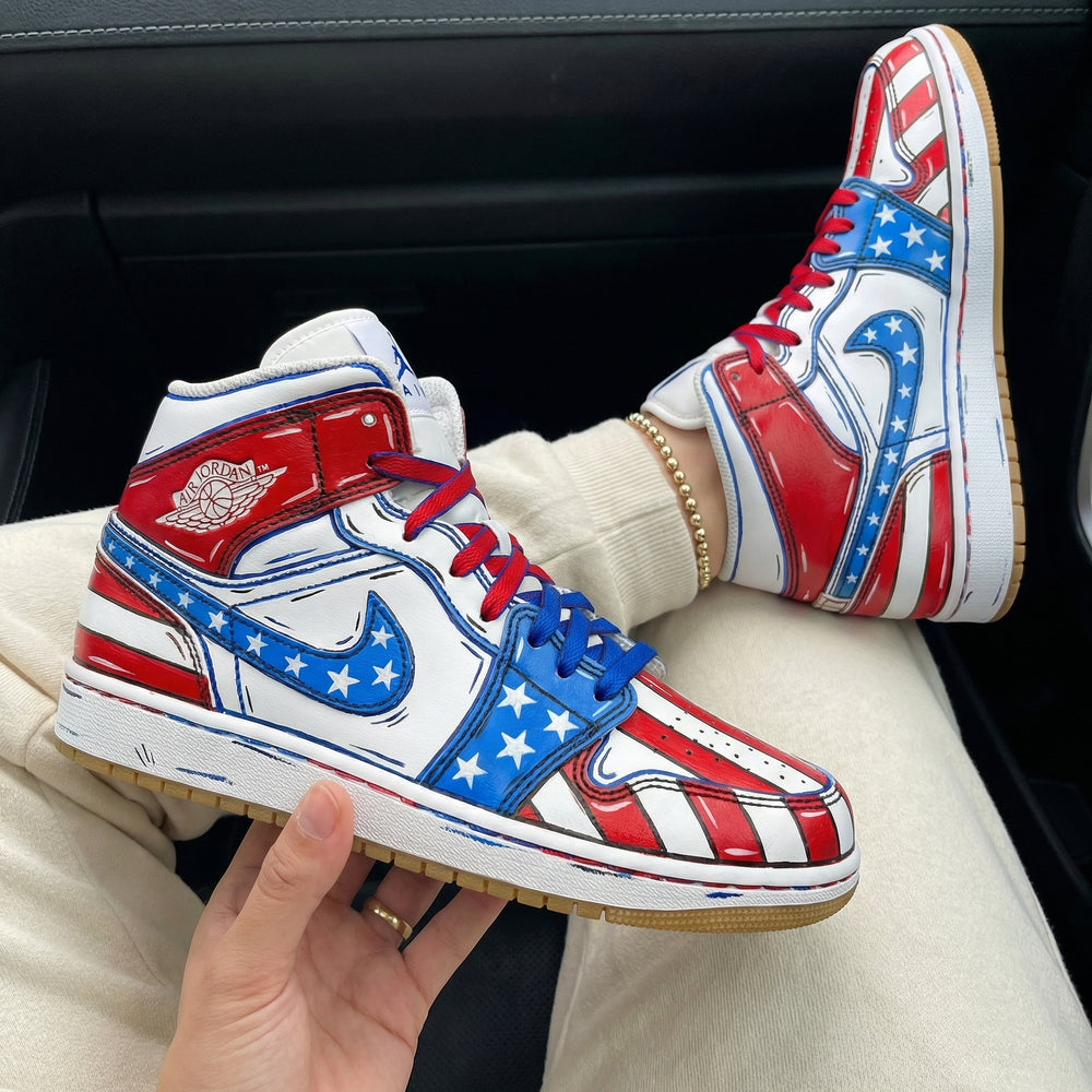 Custom Air Jordan 1 Red Blue Stars Stripes