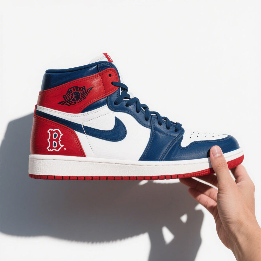 Custom Air Jordan 1 Red White Blue Boston MLB 