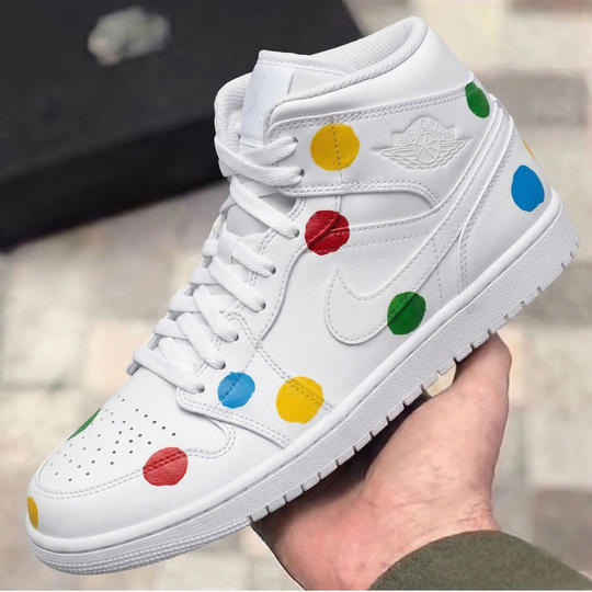 Custom Air Jordan 1 Red Yellow Blue Green Polka Dots
