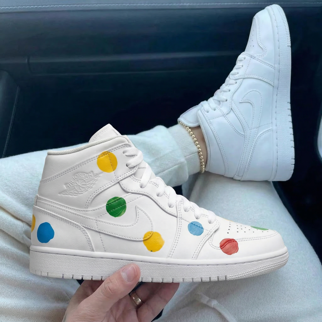Custom Air Jordan 1 Red Yellow Blue Green Polka Dots