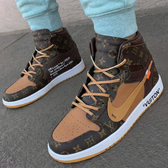 Custom Air Jordan 1 Travis Scott Brown Tan LV Print