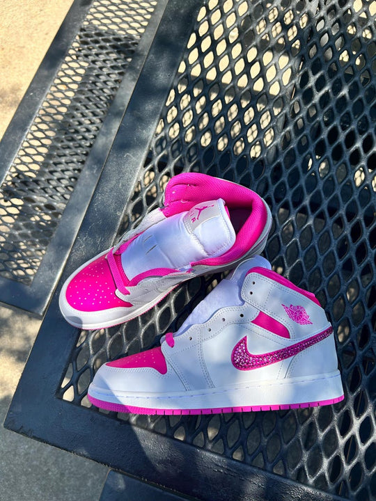 Custom Air Jordan 1 White And Pink With Glittery Details