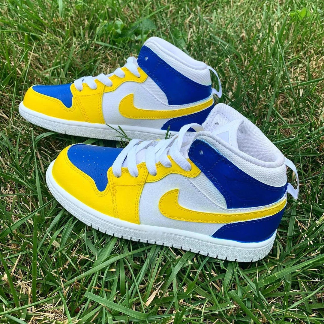 Custom Air Jordan 1 White Blue Yellow Color