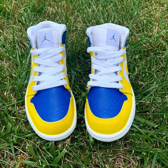 Custom Air Jordan 1 White Blue Yellow Color