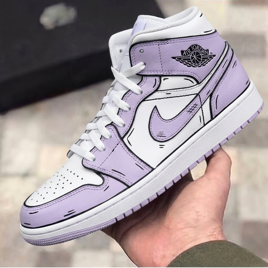 Custom Air Jordan 1 White Lavender Cartoon