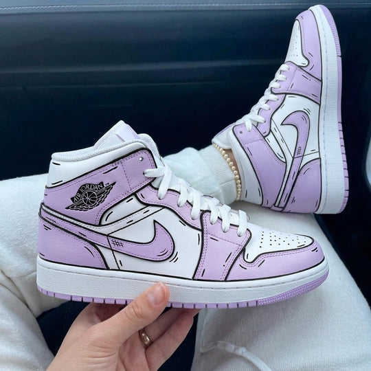 Custom Air Jordan 1 White Lavender Cartoon