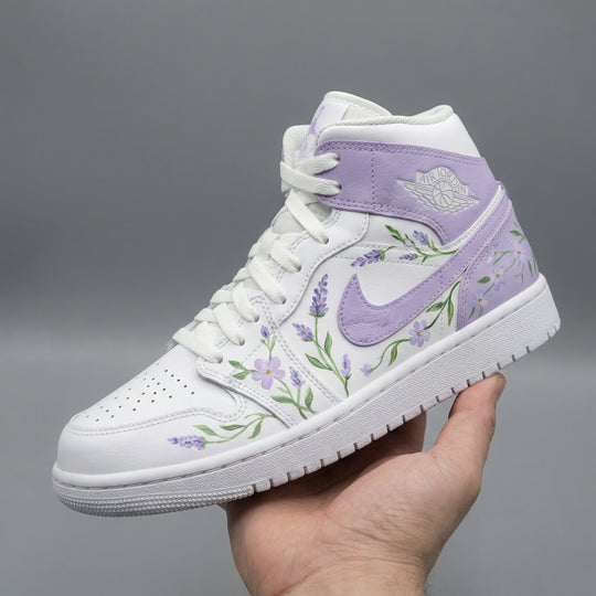 Custom Air Jordan 1 White Lavender Floral