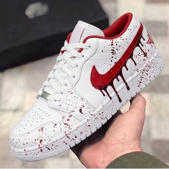 Custom Air Jordan 1 White Red Blood Drip