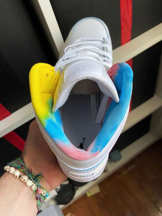 Custom Air Jordan 1 White With Multicolor Lines