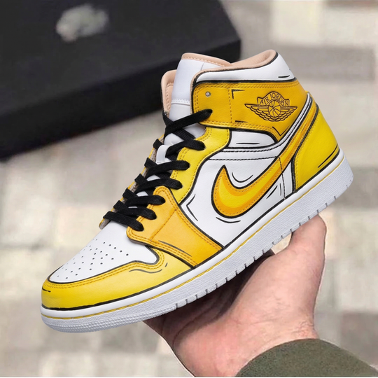 Custom Air Jordan 1 Yellow Baby Pink Cartoon Style