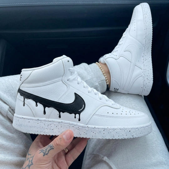 Custom Court Vision Mid Black Drip Speckled