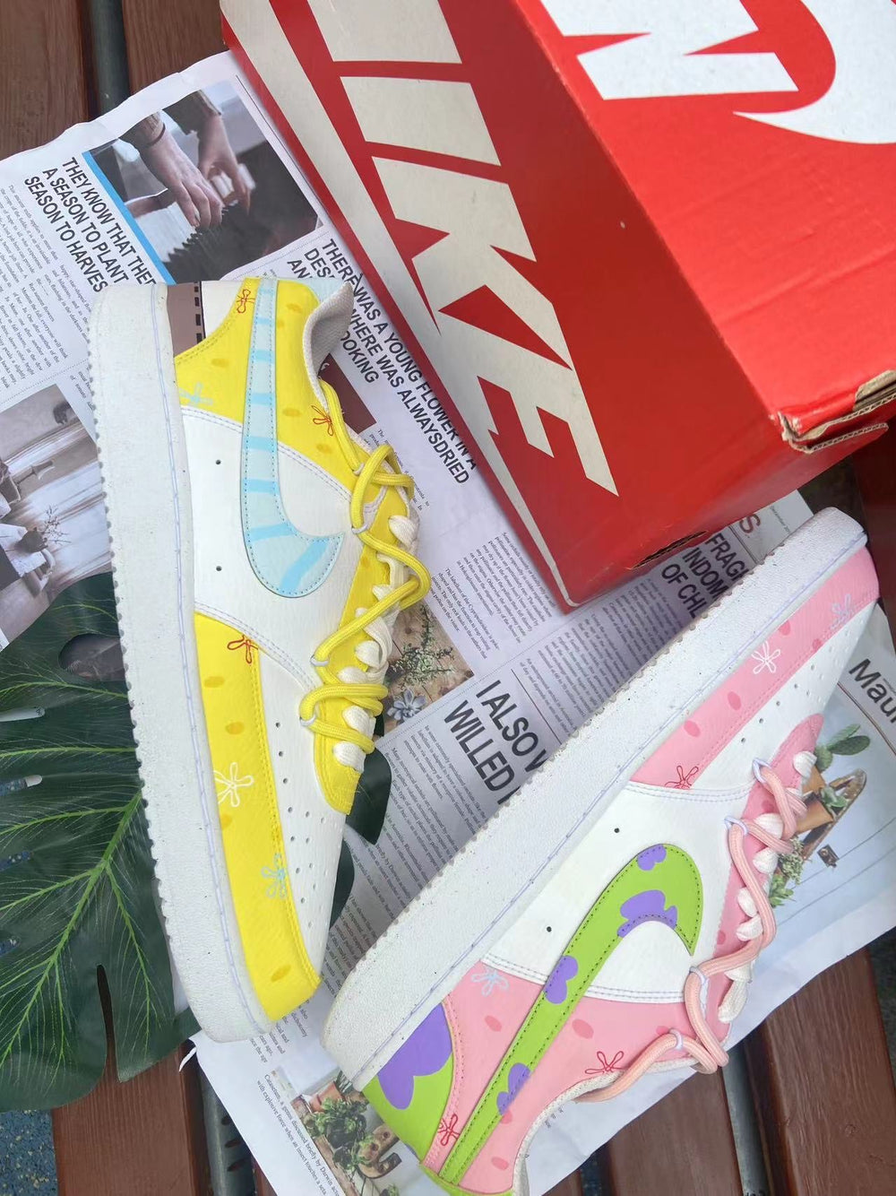 Custom Court Vision Yellow and Pink SpongeBob and Patrick Star