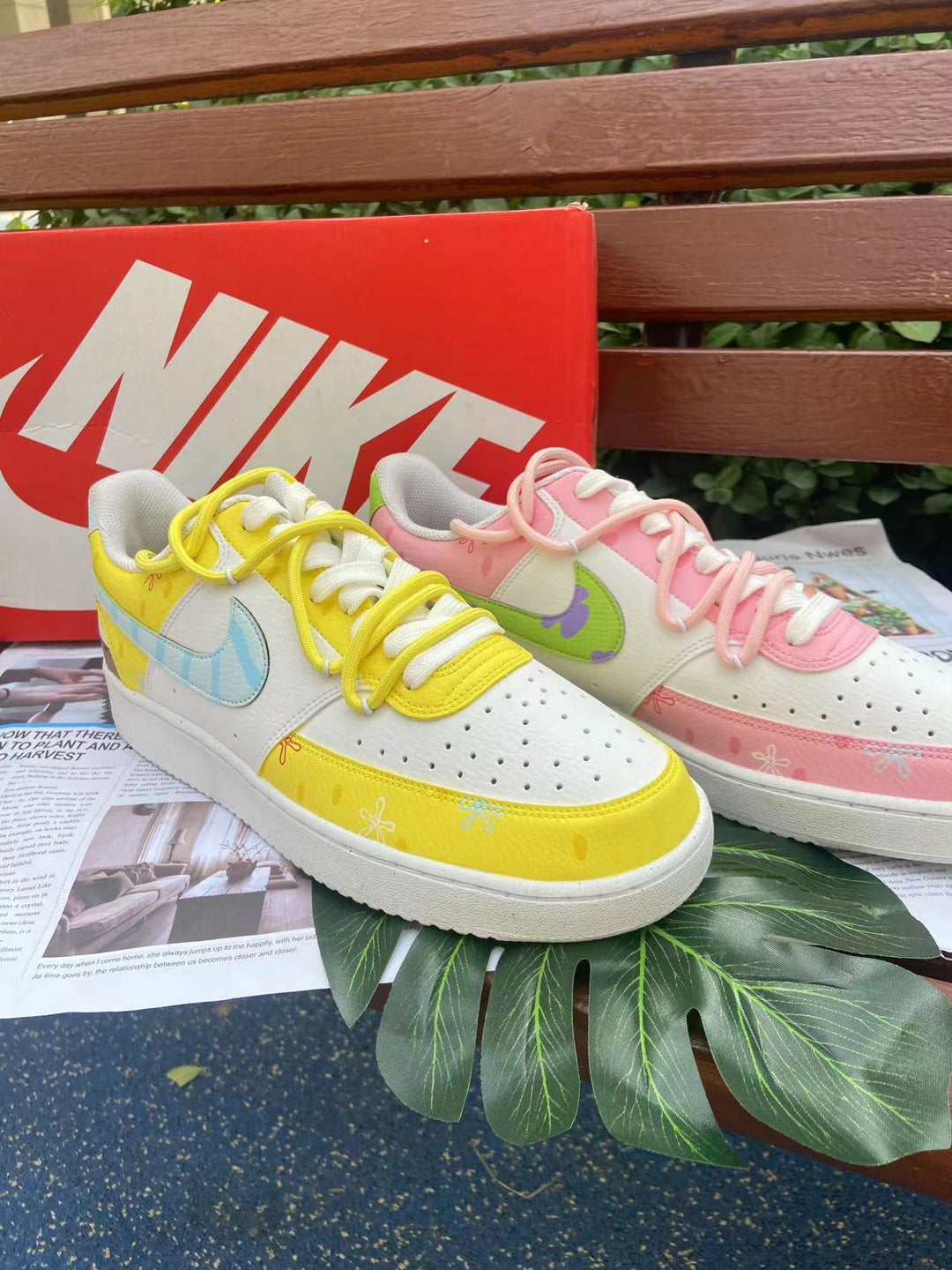 Custom Court Vision Yellow and Pink SpongeBob and Patrick Star