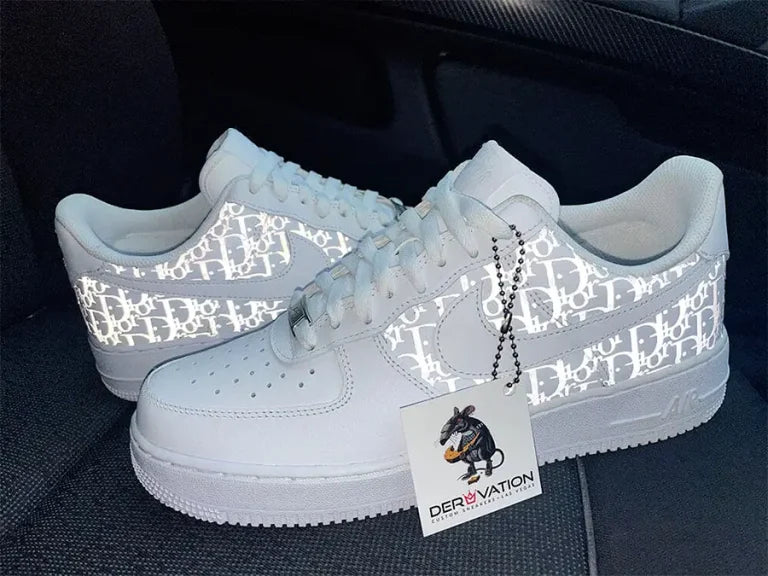 Custom Air Force 1 White Reflective Dior Logo