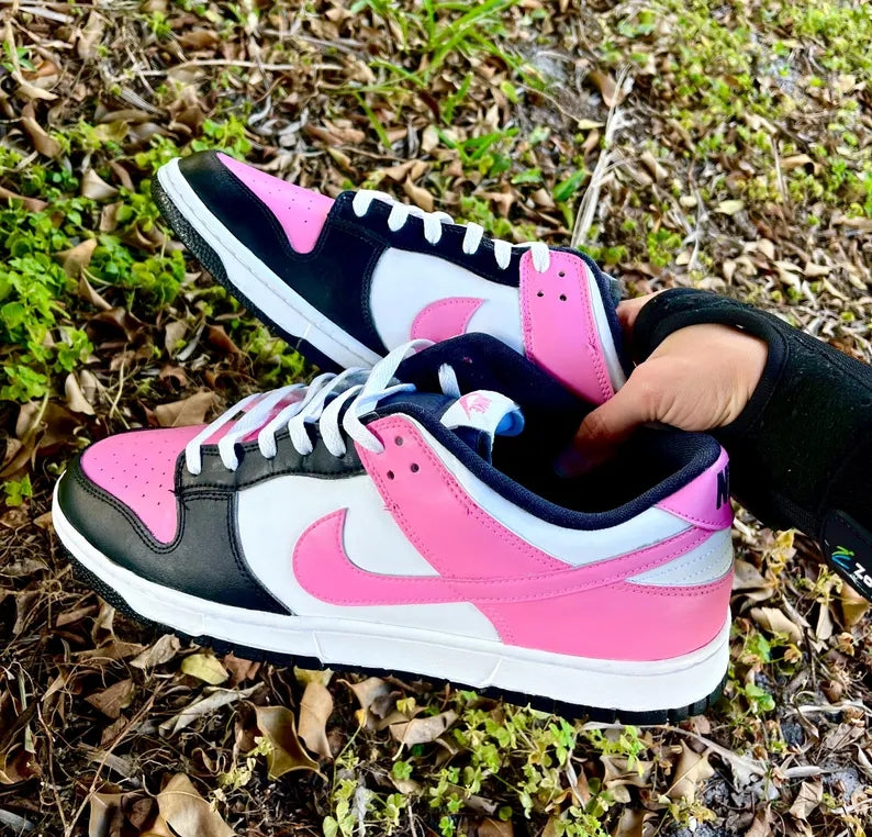 Custom Dunk Baby Pink Black White Color - Blocked