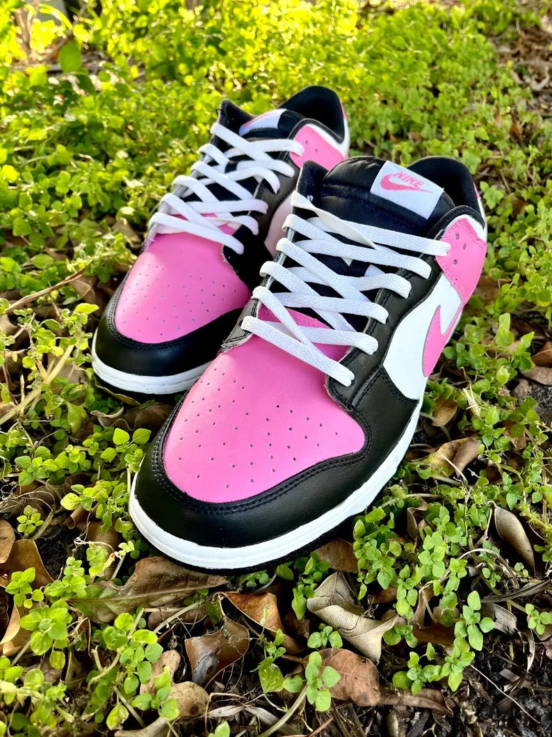 Custom Dunk Baby Pink Black White Color - Blocked